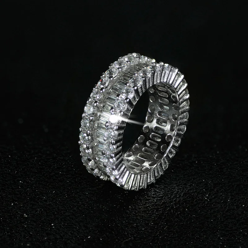 Роскошные 925 стерлингового серебра в стиле "багет" циркония обручальное кольцо для женщин свадебные подарок на год палец ювелирное изделие R4575S