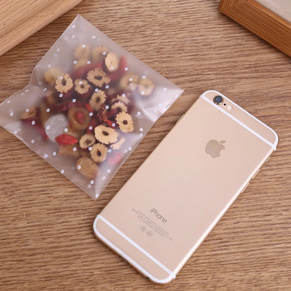 100Pcs Transparent Round Spot Dot Candy Cookies Beads Moisture Proof Self Adhesive Gift Bag Pouches DIY Wedding Brithday Gifts