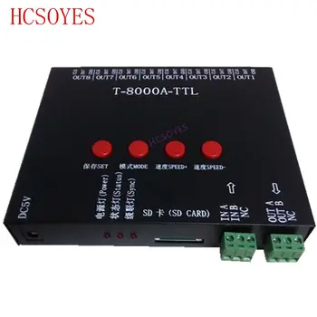 

T-8000A-TTL 8192 Pixel rgb T8000A Controller For ws2812b/WS2811/WS2813/ TM1804/LPD6803 /DMX512 led Strip Program & 5V 2A adapter