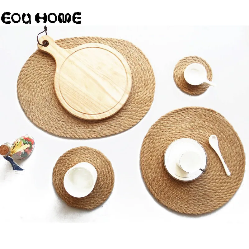 

Linen Straw Round Thick Table Anti-scalding Insulation Mat Ramie Pad Placemat Non Slip Brief Kitchen Home Accessories Decoration