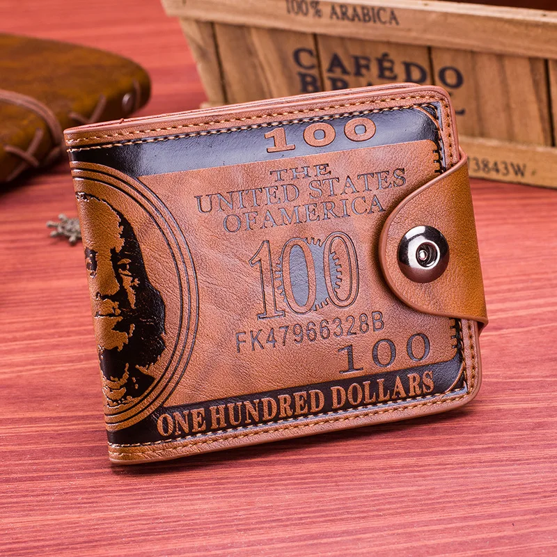 New Fashion Dollar Price Pattern Designer Men's Wallets Casual Credit Card Holder Purse Wallet for Male Boy 4