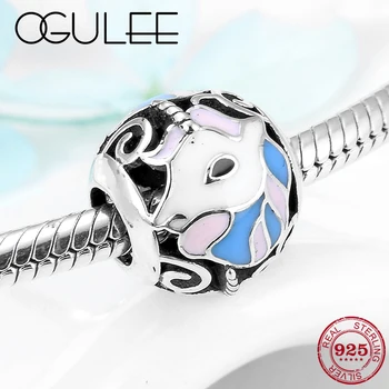 

Real 925 Sterling Silver lovely unicorn horse round Jewelry Bracelets Beads Fit Original Pandora Charms Bracelets making 2019