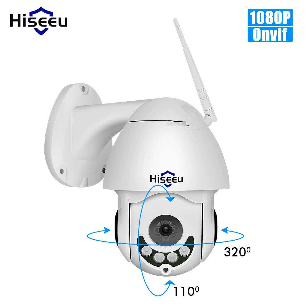 Hiseeu PTZ wifi IP купольная камера 1080P наружная Водонепроницаемая 2-мегапиксельная камера безопасности TF карта беспроводная IP камера просмотр приложения