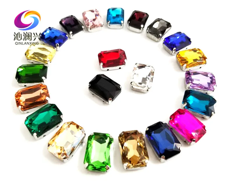 Разноцветные прямоугольные Восьмиугольные Стразы высокого качества со стеклянными кристаллами для пришивания, аксессуары для одежды