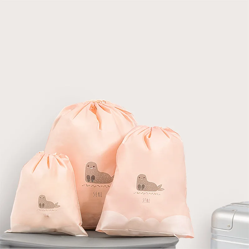 Luluhut 3 قطعة/المجموعة السفر حقيبة التخزين للماء الملونة الأمتعة فرز أكياس للأحذية الملابس المنظم مع الرباط