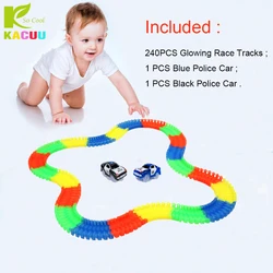 Magical 240pcs Tracks +2 Cars Glow in the dark Big Size 7.5CM Girls Boys Plastic Racing Track Toys For Children Kids Gifts