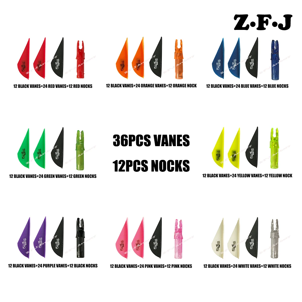 

36Pcs Archery Arrow Vane + 12Pcs Bohning Archery Arrow Nock For ID 6.2mm OD 7.6mm Carbon Shaft Accessories CrossbowHunting