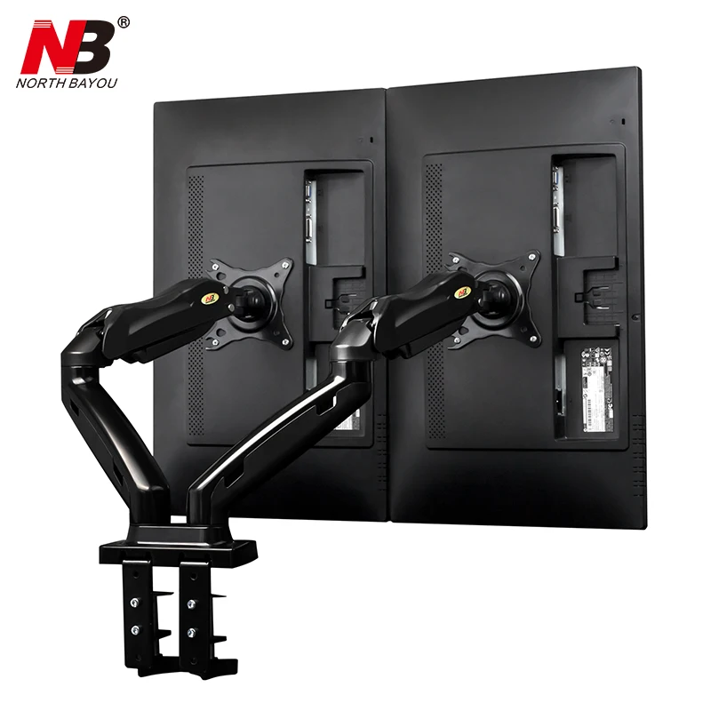 

NB F160 Desktop 17-27 inch LCD LED Dual Monitor Holder Arm Gas Spring Full Motion Aluminum Rotation TV Mount Loading 2-6.5kg