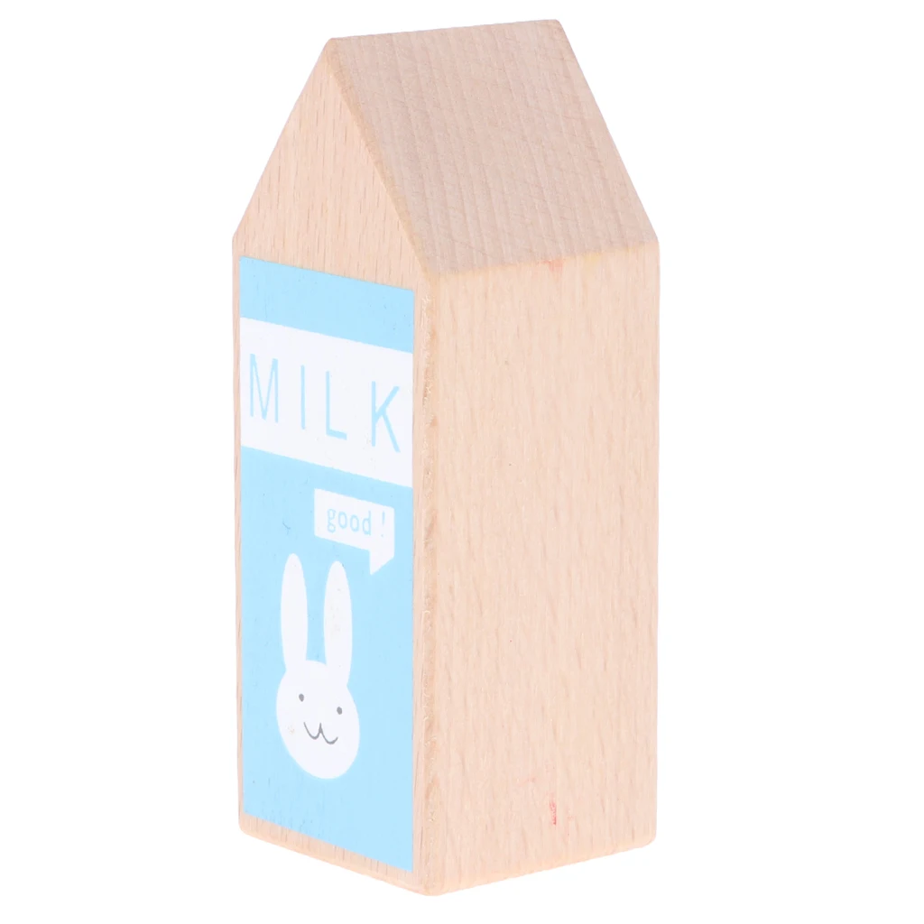 Pack of 2 Wooden Condiment Bottle Chef Role Play Tableware Toy for Kids - Ketchup Bottle & Milk Bottle
