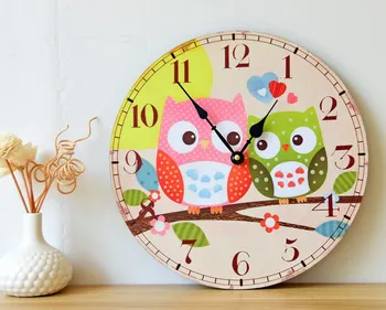

2016 New Arrived Carton Bird Style Owl Wall Clock Modern Design Large Decorative Wall Clocks Home Decor gift for kids