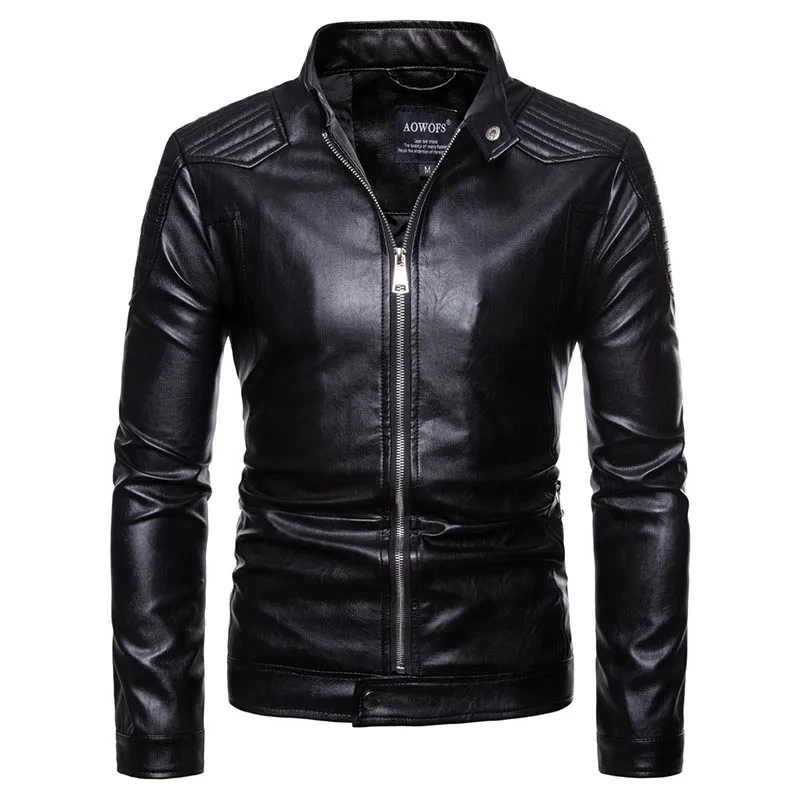 2019new men's motorcycle leather European and American leather coat large size leather jacket PY mens leather jacket