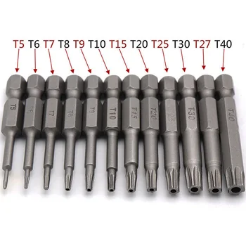 

12pcs Magnetic Torx Screwdriver Bits 1/4" Hex Shank New T5 T6 T7 T8 T9 T10 T15 T20 T25 T27 T30 T40 Electric Screwdriver head