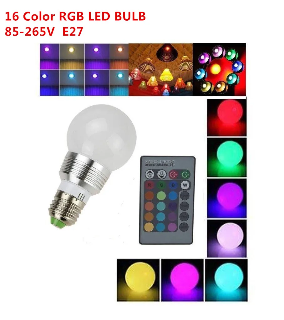 Светодиодный супер светильник E27 10 шт. светодиодный RGB 5 Вт 16 цветов лампа с 24