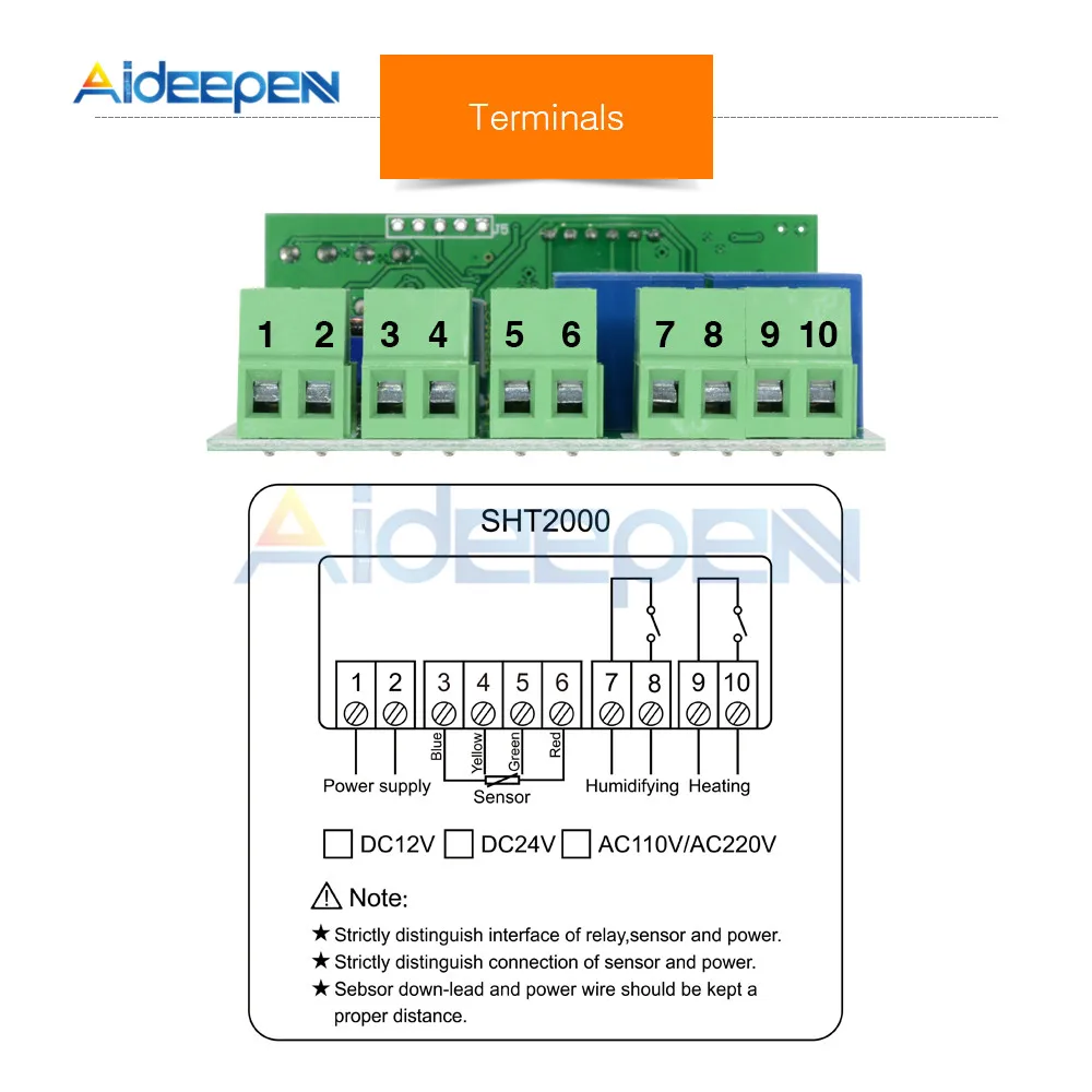 SHT2000 DC12V 24V AC 110-220V Цифровой термостат гигростат регулятор температуры и влажности Регулятор терморегулятор гигрометр