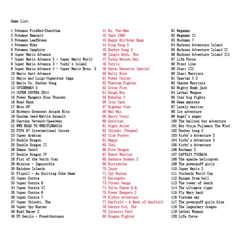 369 In 1 Cartridge Card Multicart for Game Boy Advance GBA ...