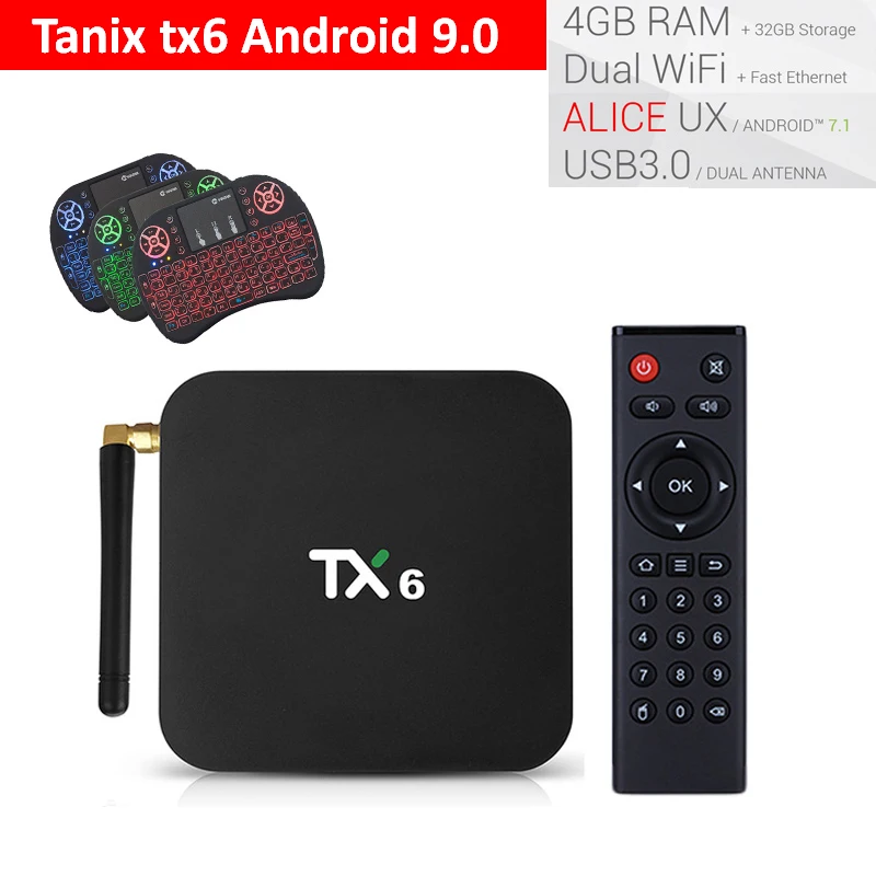 

Tanix tx6 Android 9.0 Allwinner H6 Quad core Smart tv box 2.4G+5G Dual Wifi USB3.0 BT 4.1 4GB RAM 32GB/64GB ROM Android tv box