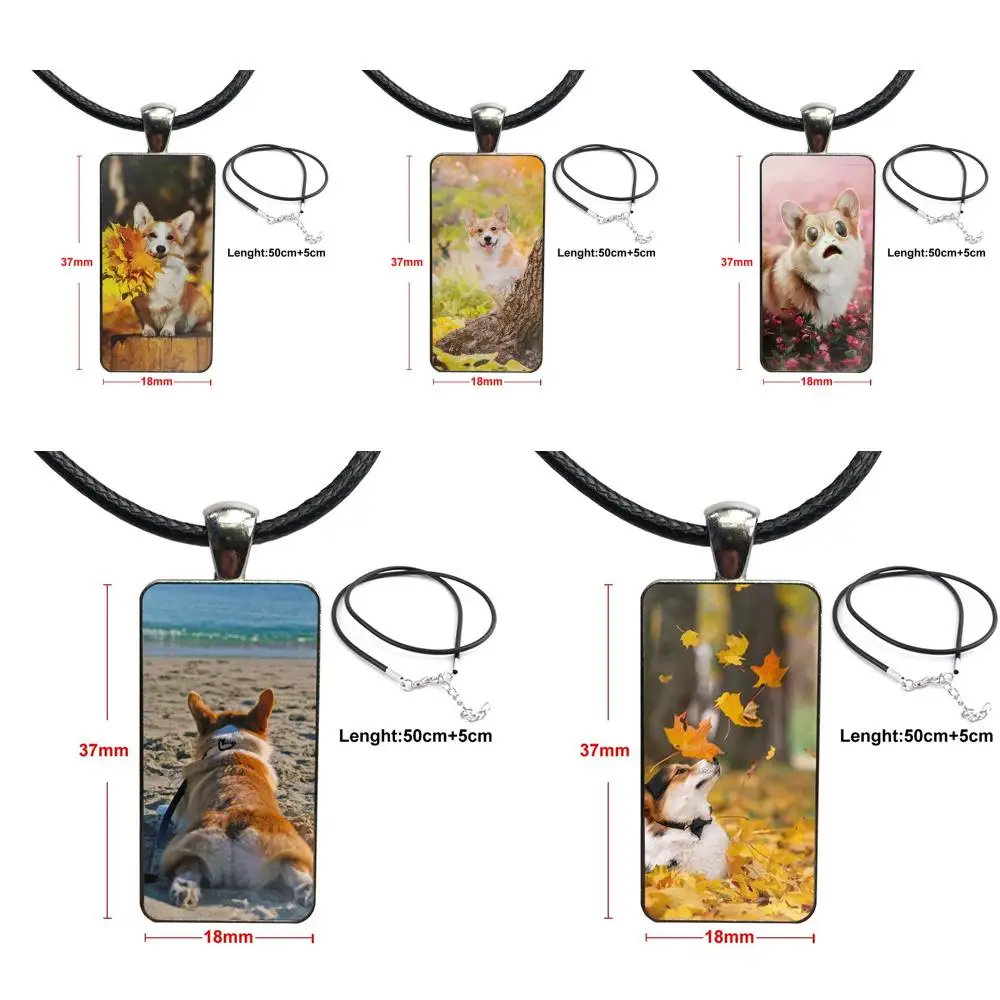 

Glass Pendant Galaxy Pendant Necklace Women Steel Plated Necklaces Jewelry For Women Fashion Jewelry Corgi Colorful