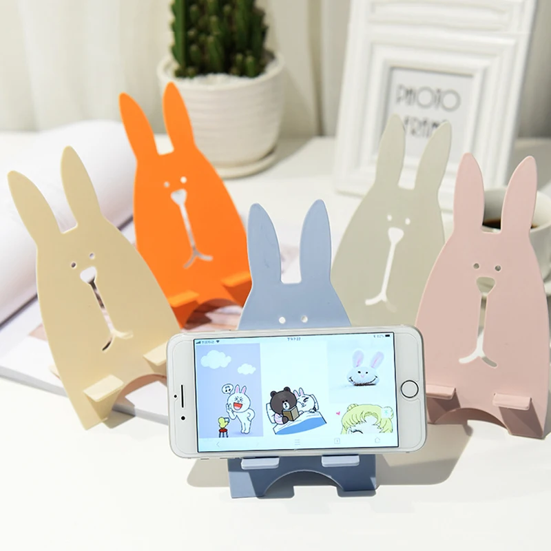 Univeral Lazy Mobile Phone Holder Accessory Cute Animal Rabbit Cellphone Tablet Desktop Holder Stand for iPhone 7 8 Plus XS XR
