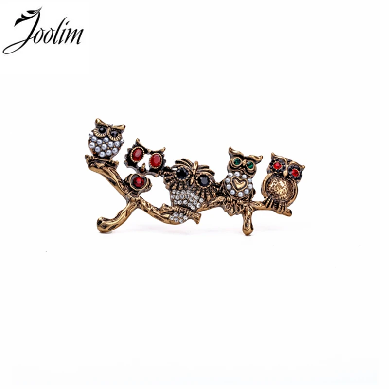 

JOOLIM Jewelry Wholesale/2017 Vintage Owl Women Branch Brooch Retro jewelry Wholesale Factory Supply Free Shipping