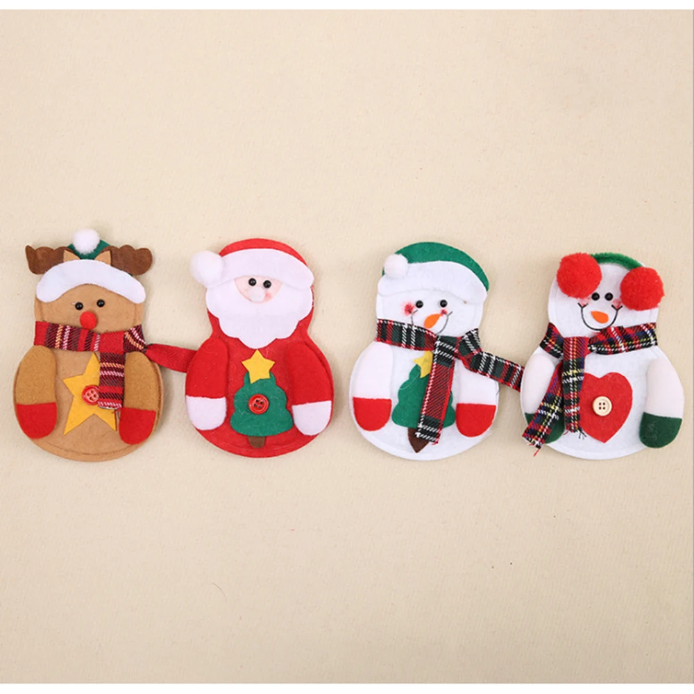 

12pcs Christmas Decoration for Home Party Table Cutlery Bags Snowman Santa Claus Tableware Holder Pocket Navidad Natal Ornaments