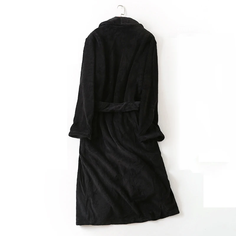 Черный мужской халат мужской коралловый флис зимний халат домашняя одежда