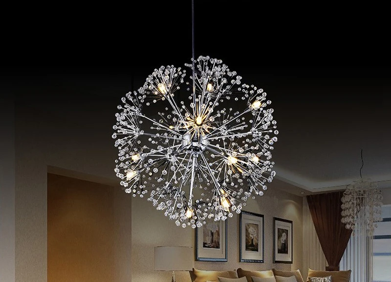 Modern Dandelion Led Crystal Ball Pendant Light Dining Room Restaurant Design Lamp Home Decor Chrome Fixture G4 Bulb 110-220V (3)