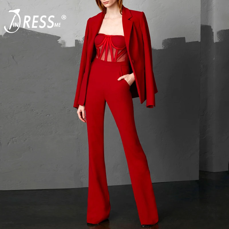 

INDRESSME 2019 Women Fashion V Neck Sexy Long Sleeve Bandage Dress Party Club Knee Length Winter Bodycon Cool Office Lady Dress