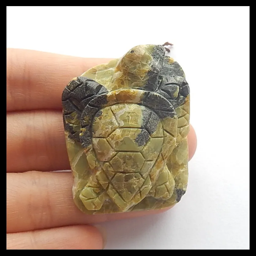 

Wholesale gemstone Spicemen Carved Turtle Serpentine Pendant,43x34x15mm,31.4g