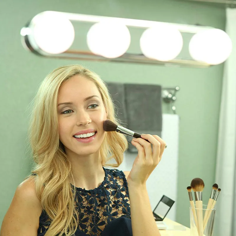

LED Mirror Light Hollywood Four Bulb Mirror Headlights Installed Convenient Suction Cup Makeup Lamp Battery Powered Woman Gift