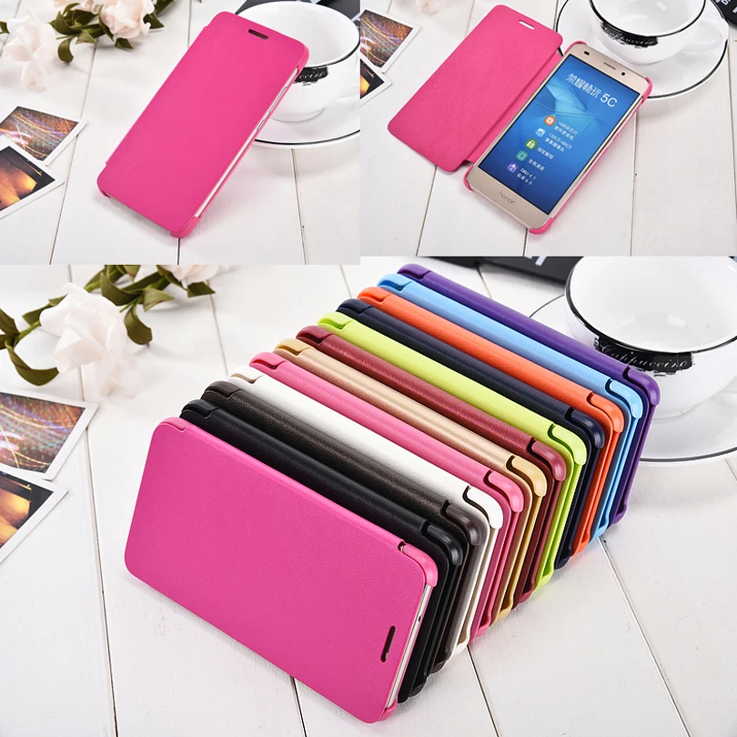 

For Huawei Honor 5C Case For Huawei GT3 Plain Brief PU Leather Case Cover For Huawei Honor 7 Lite Flip Case Coque Fundas Capa