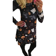 2017 New autumn winter fashion women long sleeve font b dresses b font ladies Halloween Pumpkin