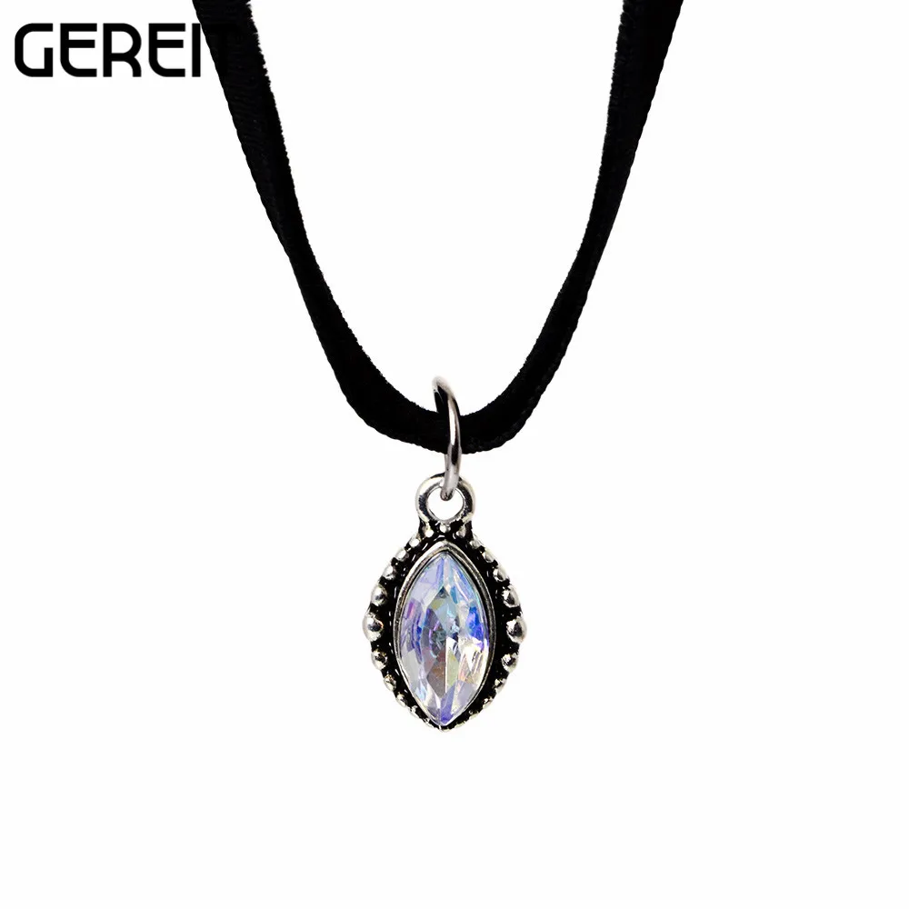 

GEREIT Ribbon Choker Fashion Simple Black Velvet Rope Sparkling Crystal Necklace for Women Girls Collar Bijoux Accessories
