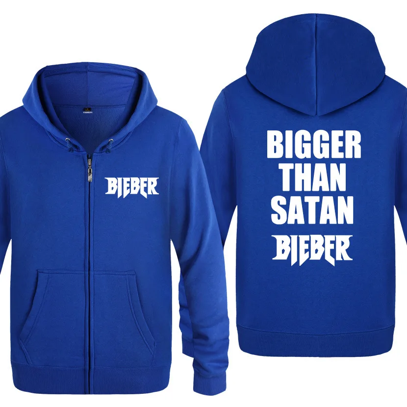 Zipper Hoodies Men Justin Bieber Bigger Than Satan Mens Hoodie Hip Hop Fleece Long Sleeve Rock Man's Jacket Sweatshirt Tracksuit