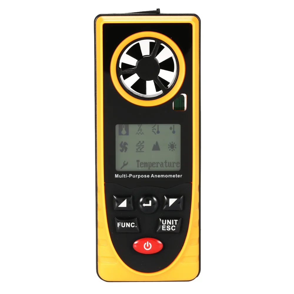 

Great Tachometer Mini Anemometer Wind Speed Temperature Humidity Wind Chill Dew Point Barometric Pressure Illumination Measurer