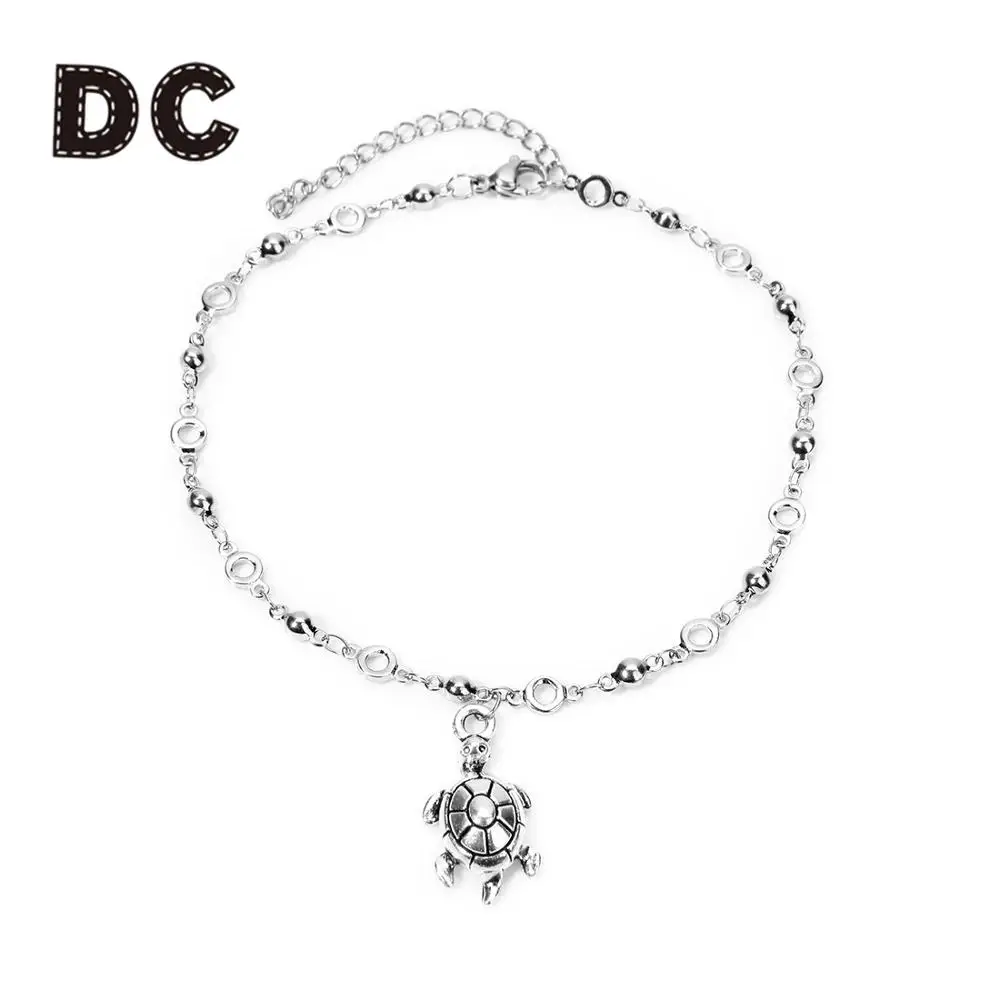 T0310 DC богемные из нержавеющей стали, ножной моды летние пляжные украшения для ног морской жизни ножные браслеты Морская звезда оболочки черепаховый браслет подарки - Окраска металла: T0310