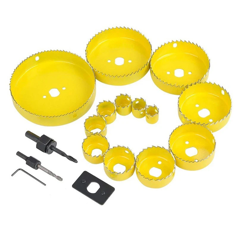 Hole Saw Drill Bit Kit Wood Sheet Metal Cutter Mandrels Saws 3/4 inch - 5 inch 12- 18pcs Full Set By drill bit  for wood cut