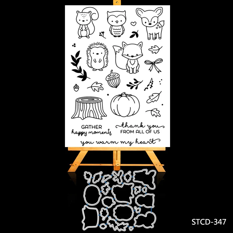 

ZhuoAng Animal junior partner Cutting Dies and Clear Stamp Set for DIY Scrapbooking Photo Album Decoretive Embossing Stencial