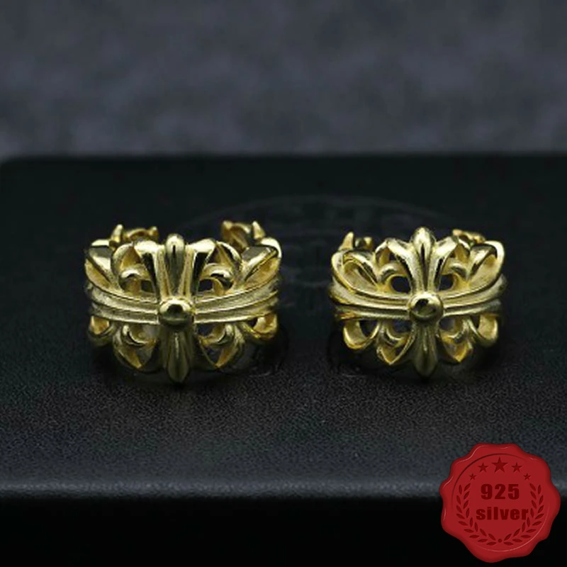 

925 sterling silver couple ring retro fashion punk style domineering cross flower alphabet street hip-hop 2018 new hot sale