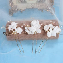3 шт./лот, Свадебная вечеринка, выпускной вечер, фея, элегантная заколка для волос, аксессуары для женщин, шпилька, белый цветок, листья, свадебная бижутерия для невесты