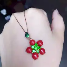 Натуральный Коралл Кулон 925 Серебро природный гранат подвеска Цепочки и ожерелья модные элегантные прекрасные звезды женские ювелирные изделия