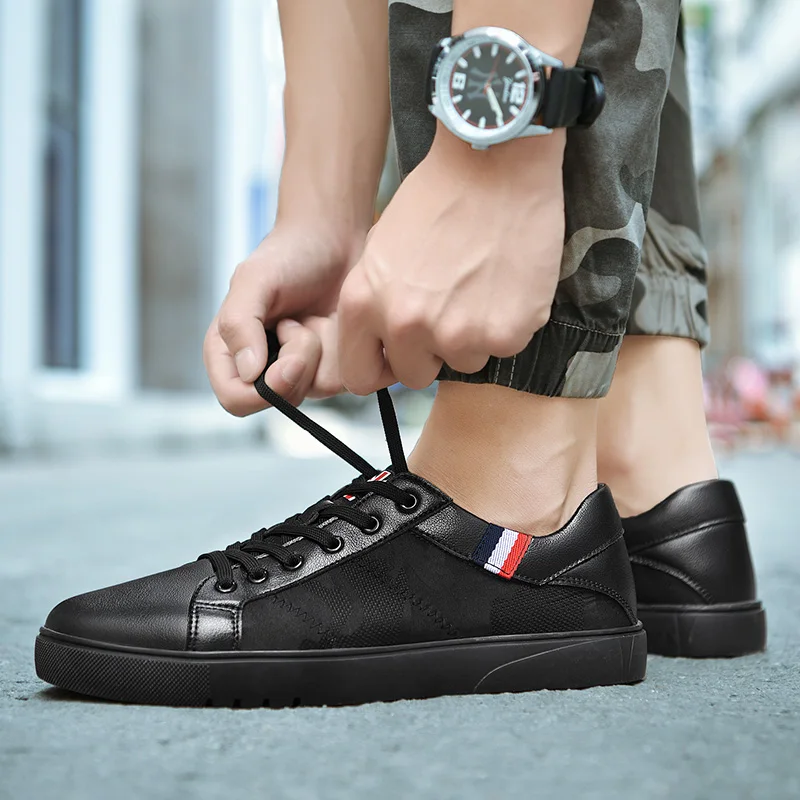 

SUROM Men's Breathable Comfortable Black Casual Mesh Sneakers Men's Fashion Lace-Up Non-Slip Sneakers Zapatillas Hombre