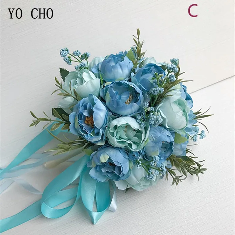 YO CHO Свадебный букет невесты, букет невесты, свадебные принадлежности, искусственный шелк, роза, пион, розовый цветок, украшение стола