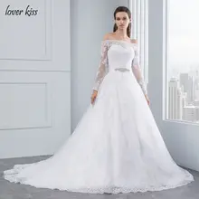 Lover Kiss vestido noiva Свадебные платья с открытыми плечами с длинными рукавами принцесса кружева свадебные платья невесты robe de mariage