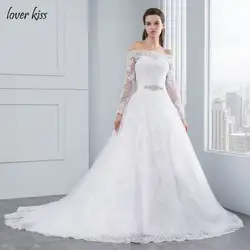 Lover Kiss vestido noiva Свадебные платья 2018 принцесса кружево Свадебные платья невесты Одежда с длинным рукавом открытыми плечами robe de mariage