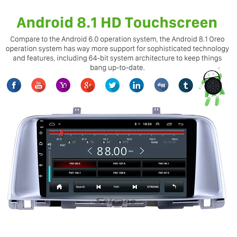  Seicane 4-core Android 8.1 For Kia K5 2015 2016 2017 Car GPS navi Multimedia Player support SWC Bac
