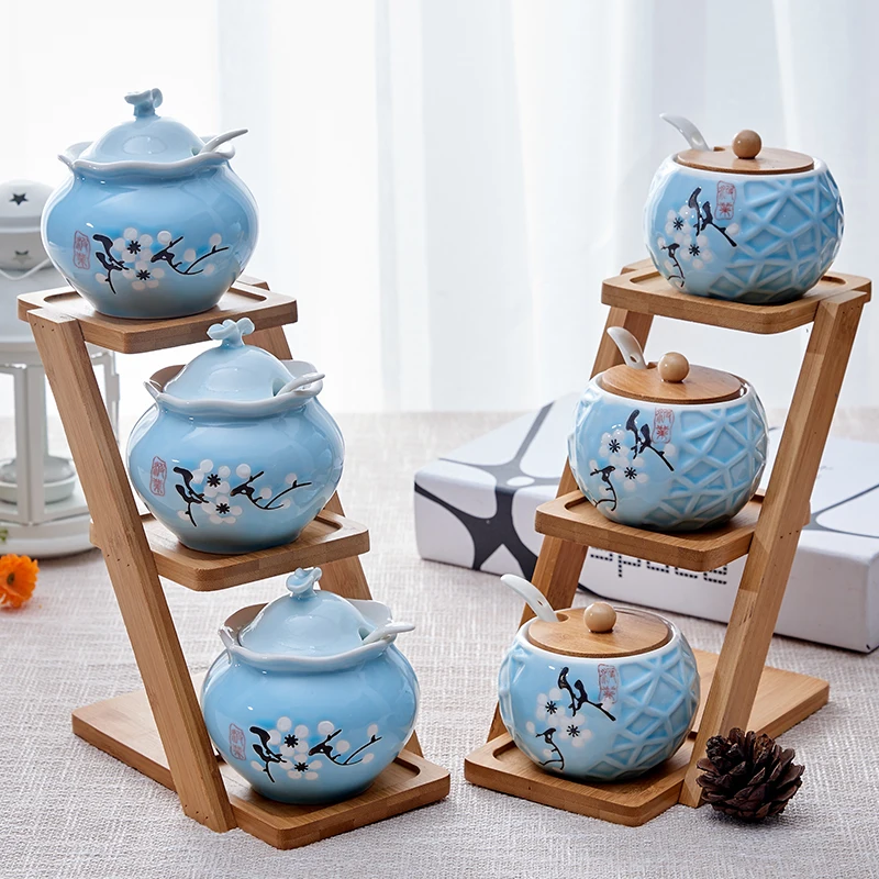 

Creative Ceramic Seasoning Jar 3PCS Sets seasoning Pot Japanese Style Condiment Box Kitchen Salt Pot Chili Oil Tank Set