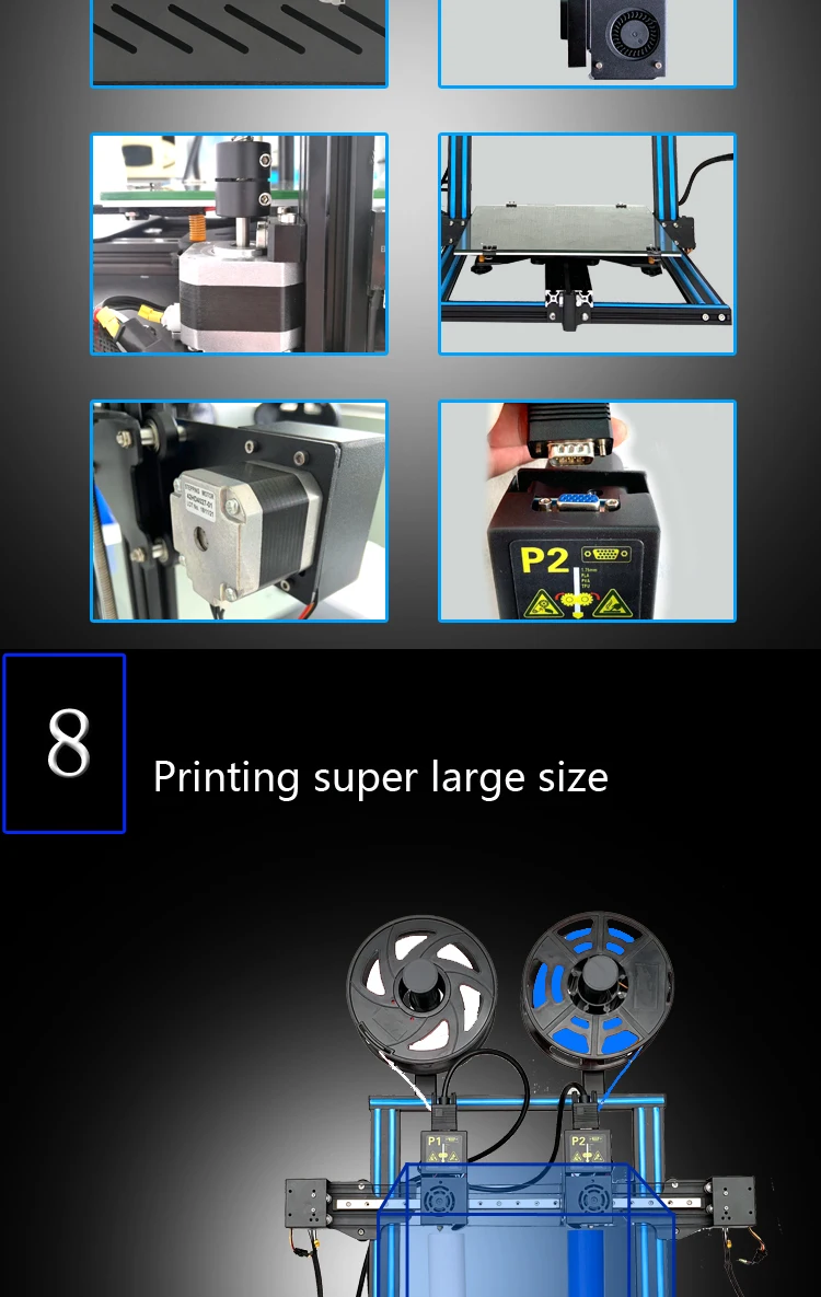 TL-D3 Impresora 3D двухцветный 3d принтер с двумя насадками 300*300*400 мм линейный рельс цифровая 3D печать 4,3 дюймов сенсорный экран