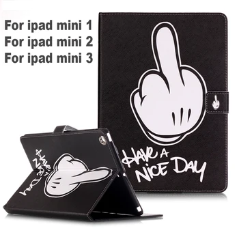 

Middle Finger nice day PU Leather Cover tablet For IPad Mini 1/2/3 Terrible Skull Dream Catcher Never Stop Pattern Magnetic Case
