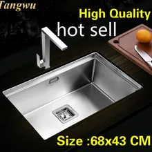 Квартира большой стандарт кухня ручная раковина одинарная мойка сделать блюда 304 нержавеющая сталь Горячая 680x430 мм