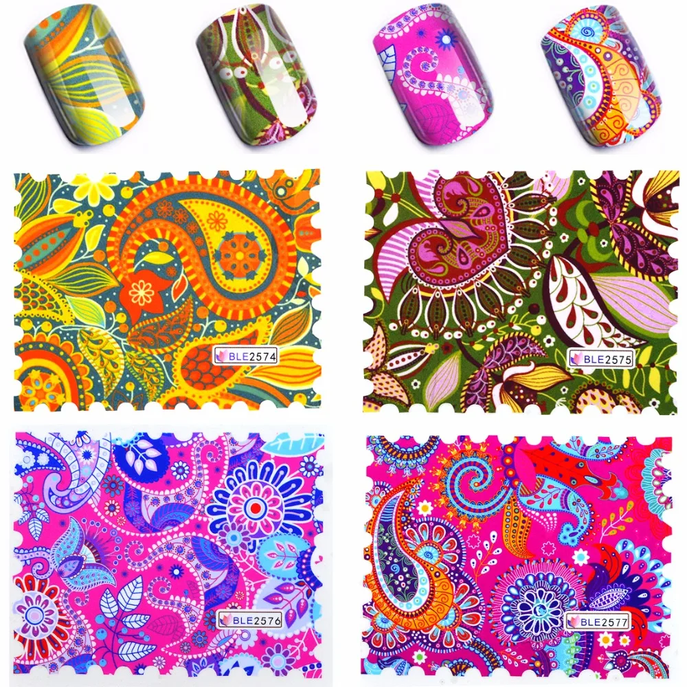 

4 Sheets Nail Art Charm Water Transfer Sticker Vines Figure Full Decals Decorations On Nails Tips Tattoos Watermark